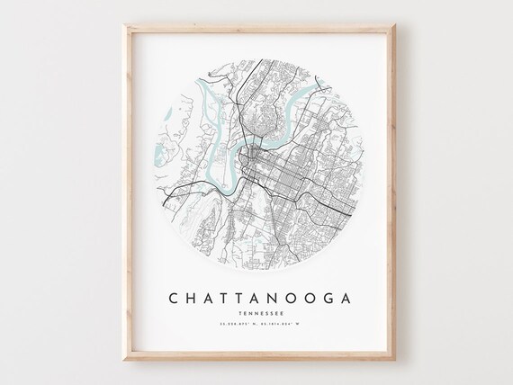 Chattanooga Map Print Tennessee City Wall Art