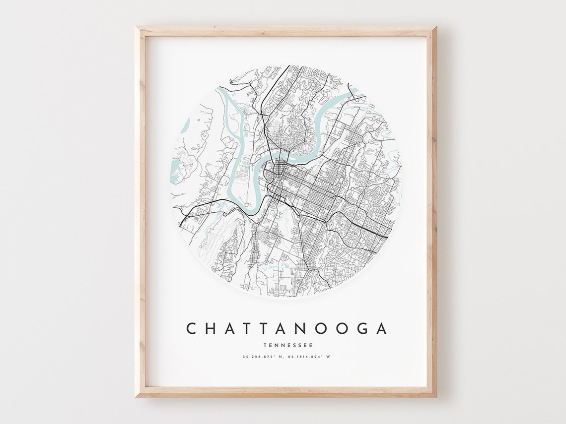 Chattanooga Tennessee Minimalist Circle City Street Map Art Poster
