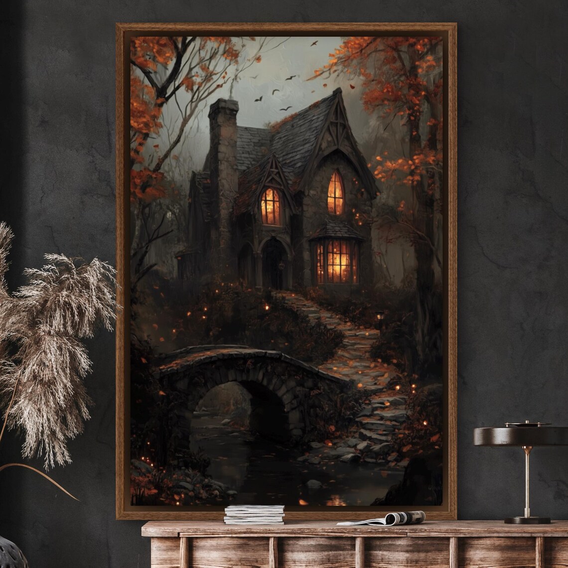 Mystical Haunted House Halloween Forest Art Print