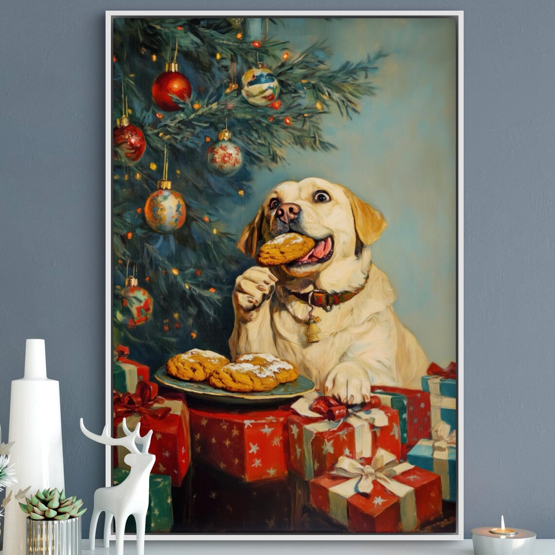 Labrador Christmas Joy, Festive Holiday Dog Art Print