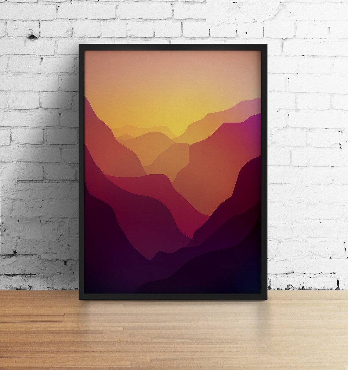 Valley With Mountains Landscape Art Print - Image 3