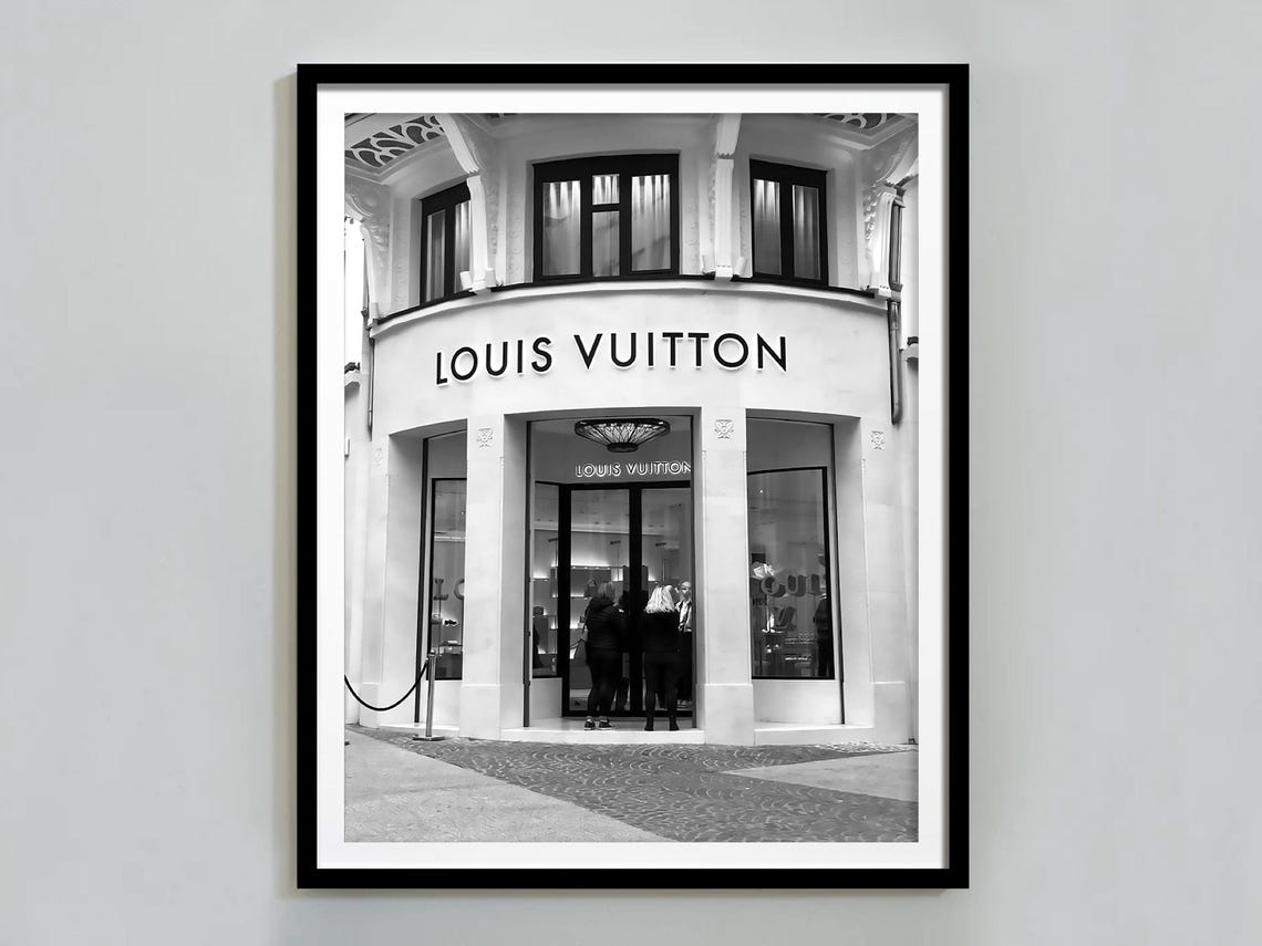 Louis Vuitton Storefront Black White Luxury Shopping Photo Poster