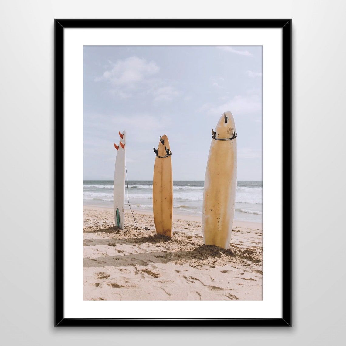 Three Surfboards Standing in Beach Sand Summer Surf Photo Poster - Image 4