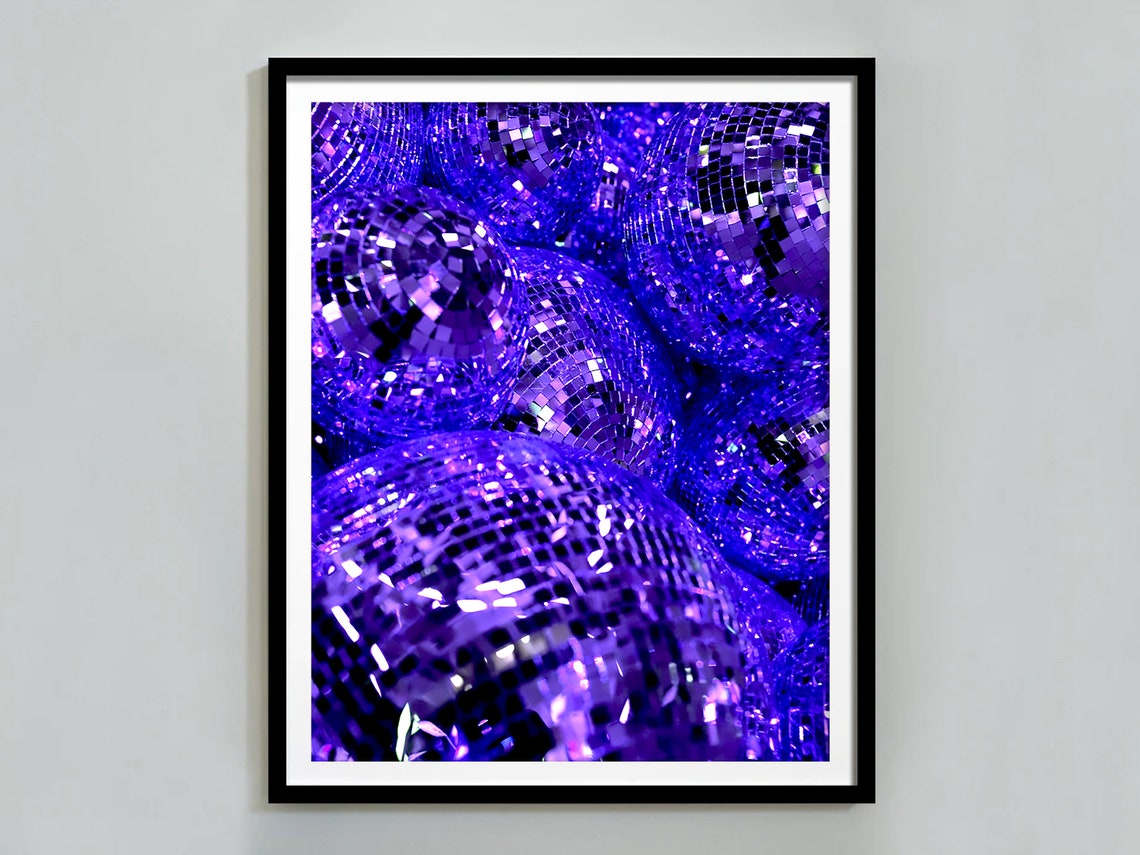 Cluster of Purple Disco Balls Sparkling Party Nightlife Photo Poster