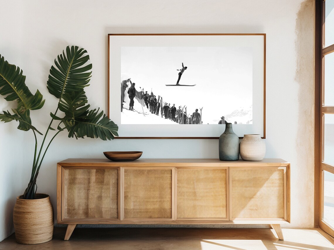 Vintage Ski Jumper Art Print, Black And White - Image 2