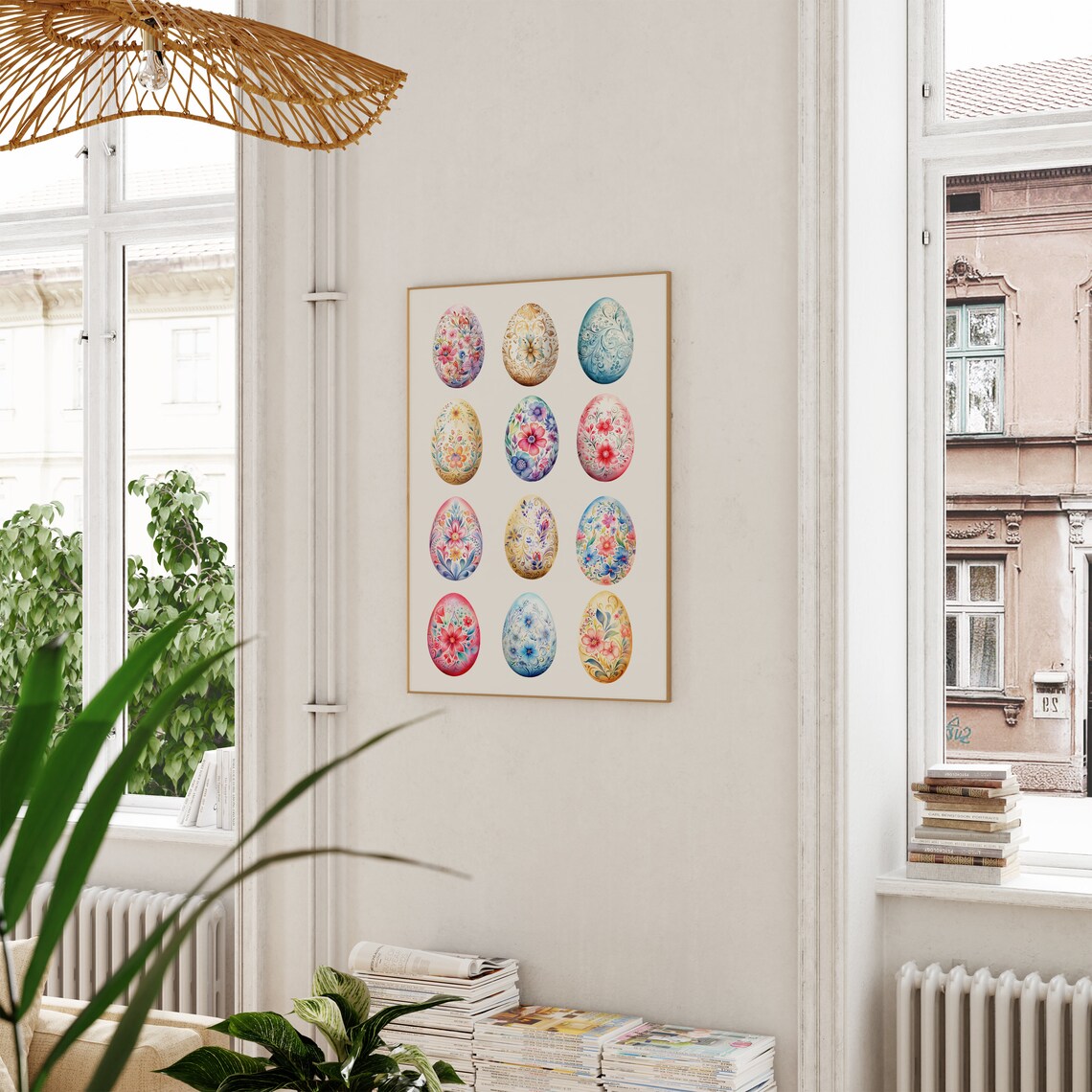 Easter Eggs Print, Scandinavian Folk Easter Decor - Image 2