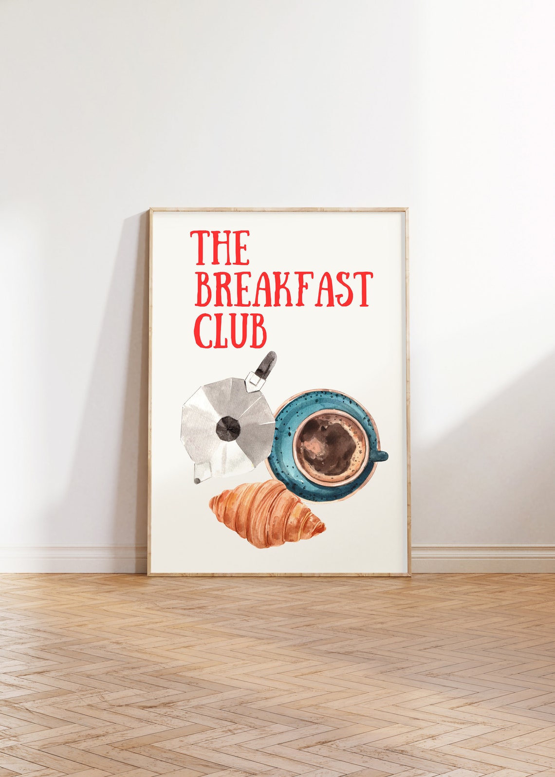 The Breakfast Club Coffee and Croissant Kitchen Illustration Poster - Image 2