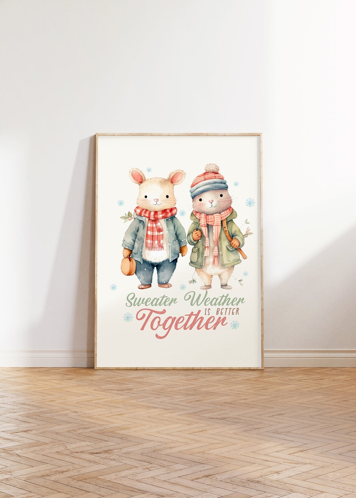 Sweater Weather Is Better Together Bunny Rabbit Christmas Poster - Image 3