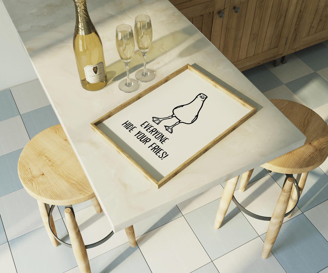 Everyone Hide Your Fries Funny Seagull Beach Day Quote Poster - Image 4