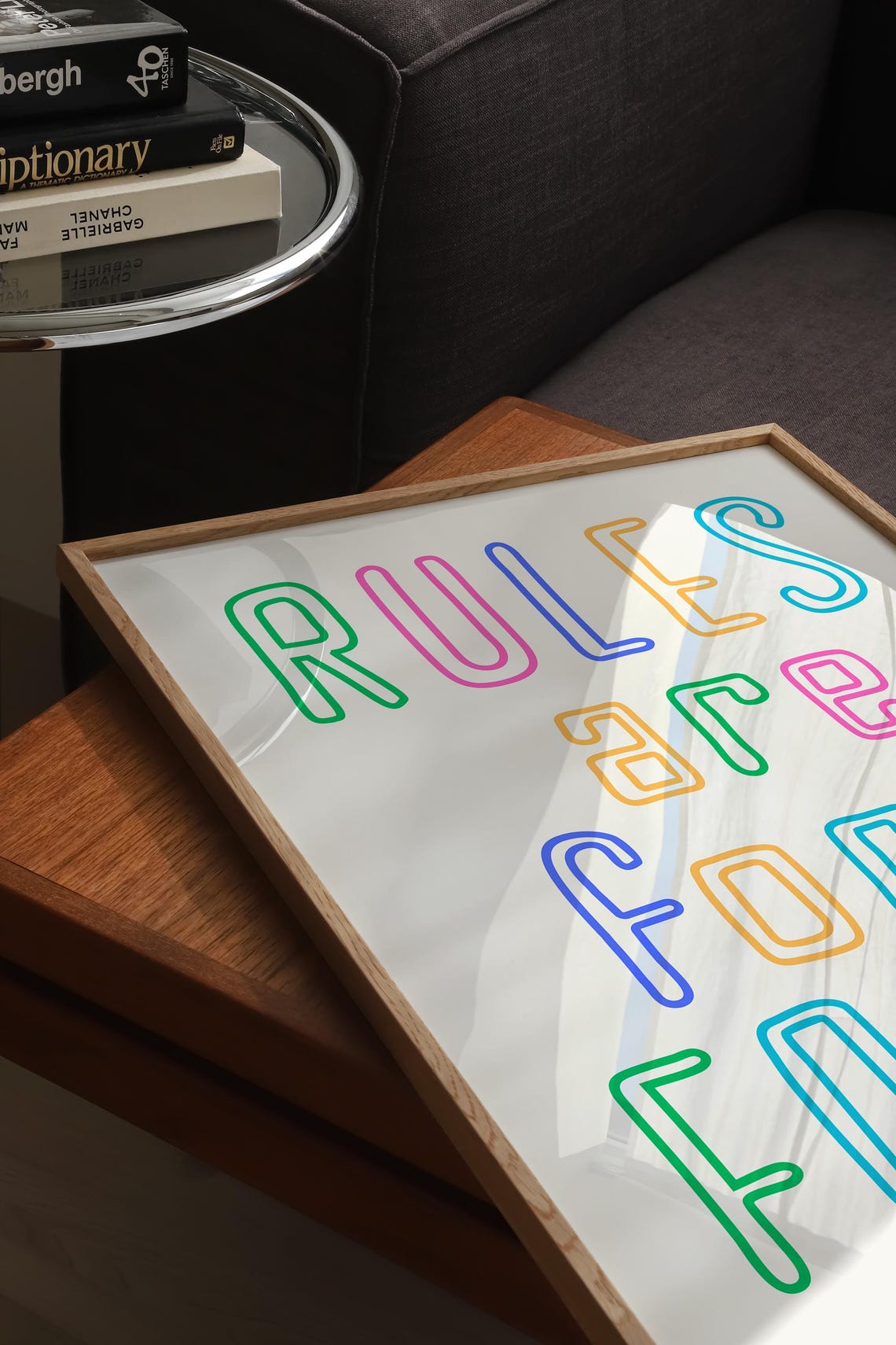 Rules Are for Fools Colorful Neon Outline Funky Quote Poster - Image 4