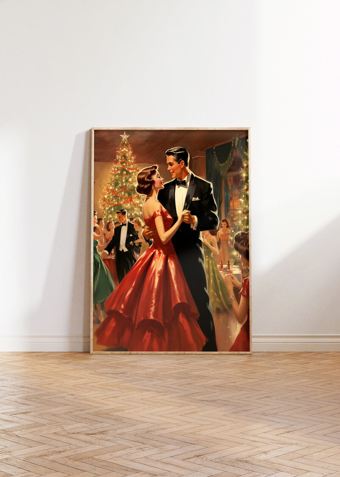 Vintage Christmas Ballroom Dancing Couple Holiday Romance Poster - Image 3