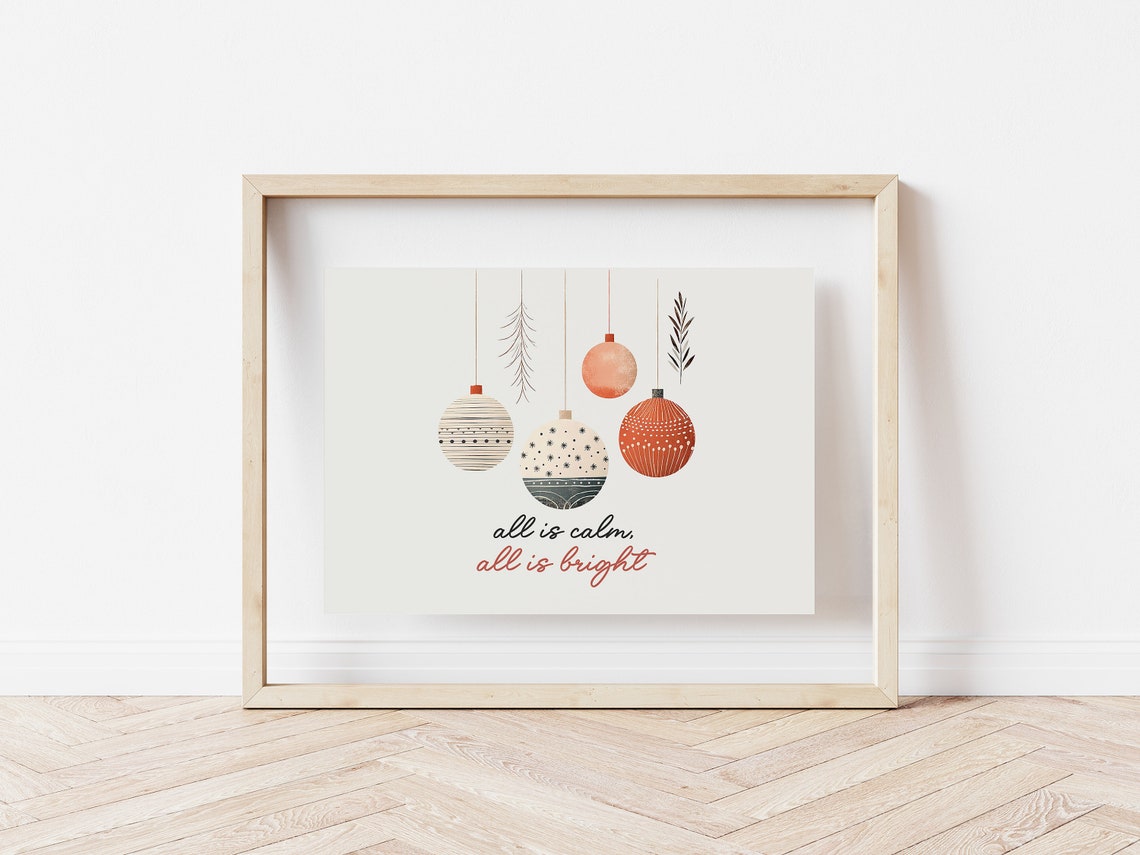 All Is Calm All Is Bright Hanging Ornaments Christmas Wall Art - Image 3