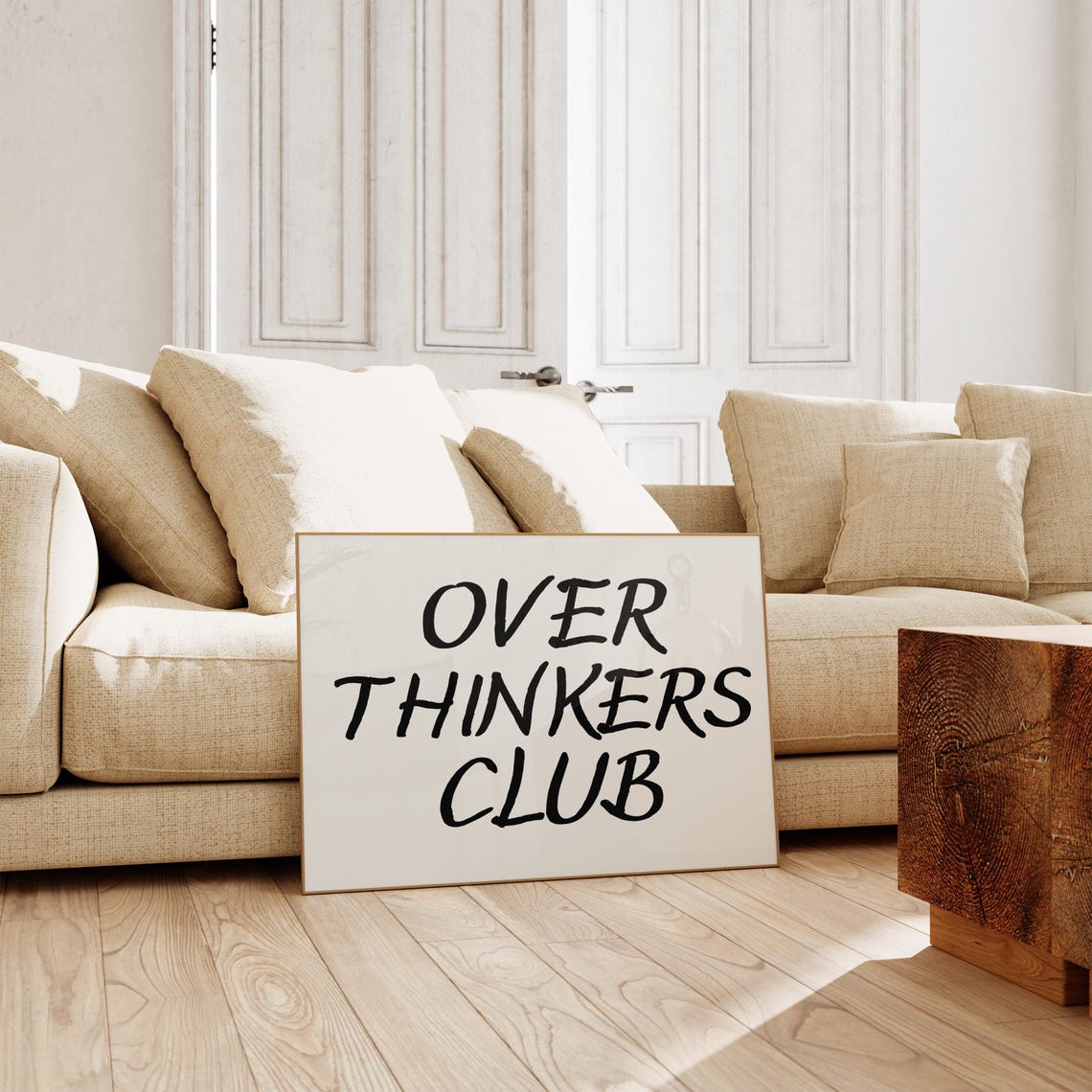 Over Thinkers Club Hand Lettered Brush Script Minimalist Quote Poster - Image 4