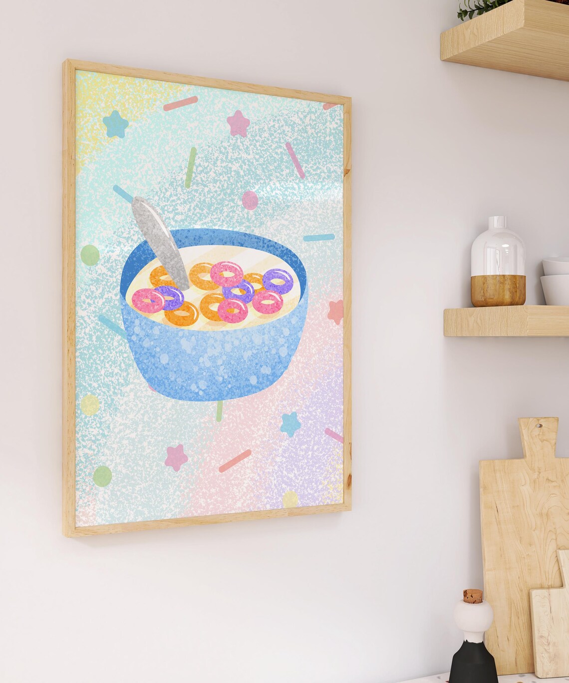 Cereal Bowl Art Print, Aesthetic Kitchen Decor - Image 4