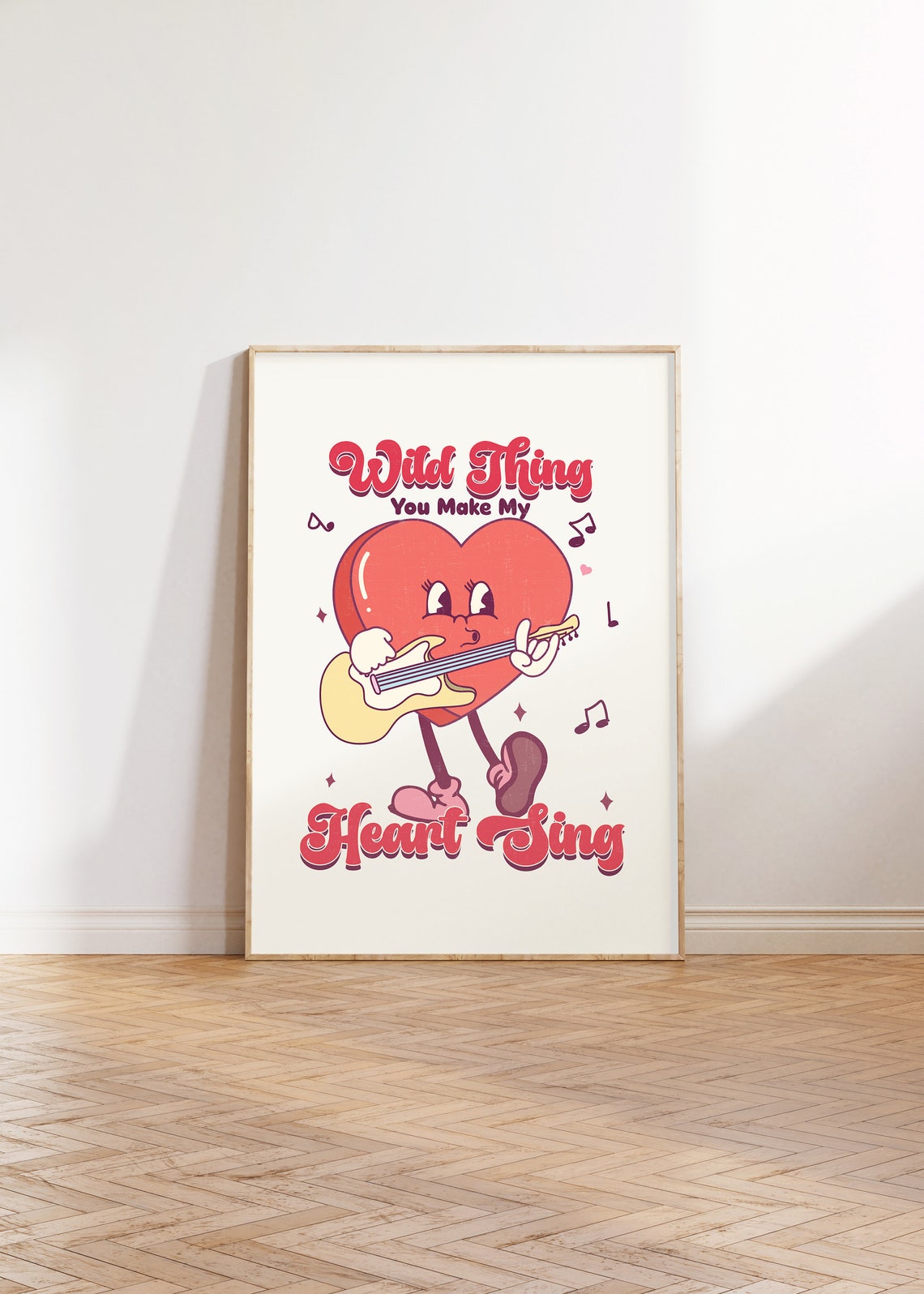 Wild Thing You Make My Heart Sing Retro Guitar Heart Art Print - Image 4