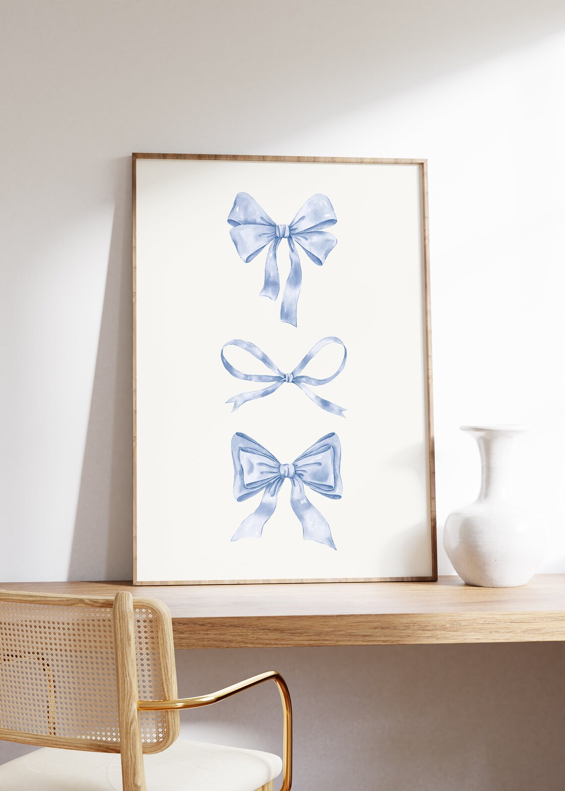 Blue Bow Nursery Art Print, Preppy Balletcore Decor - Image 2