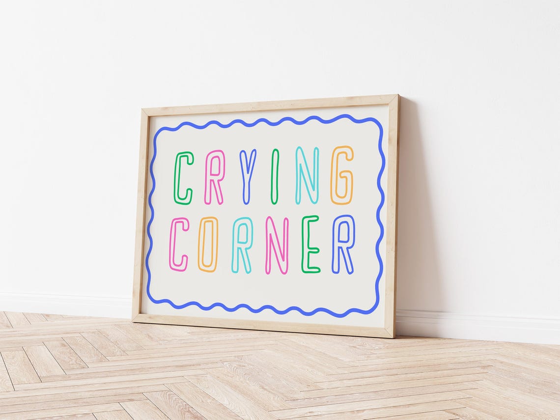Crying Corner Colorful Neon Outline Funny Typography Girly Poster - Image 4