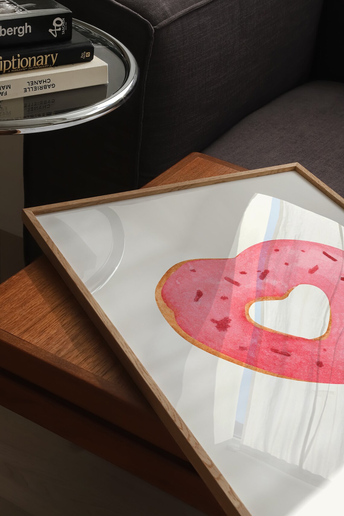 Pink Heart Shaped Donut Watercolor Valentine Treat Dessert Poster - Image 3