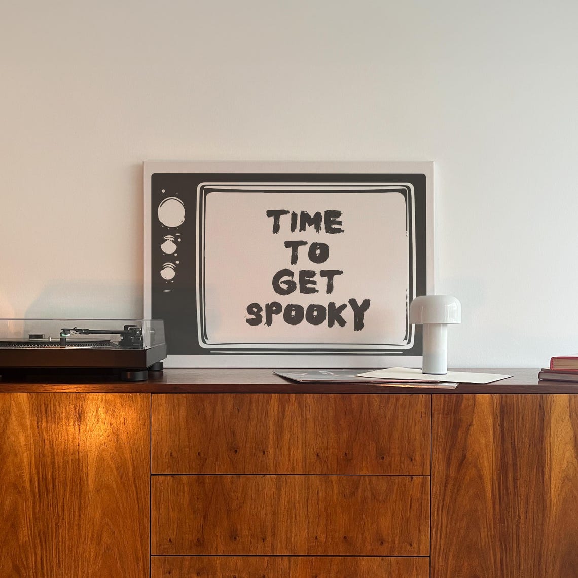 Time To Get Spooky Retro Television Flat Graphic Design Poster - Image 4