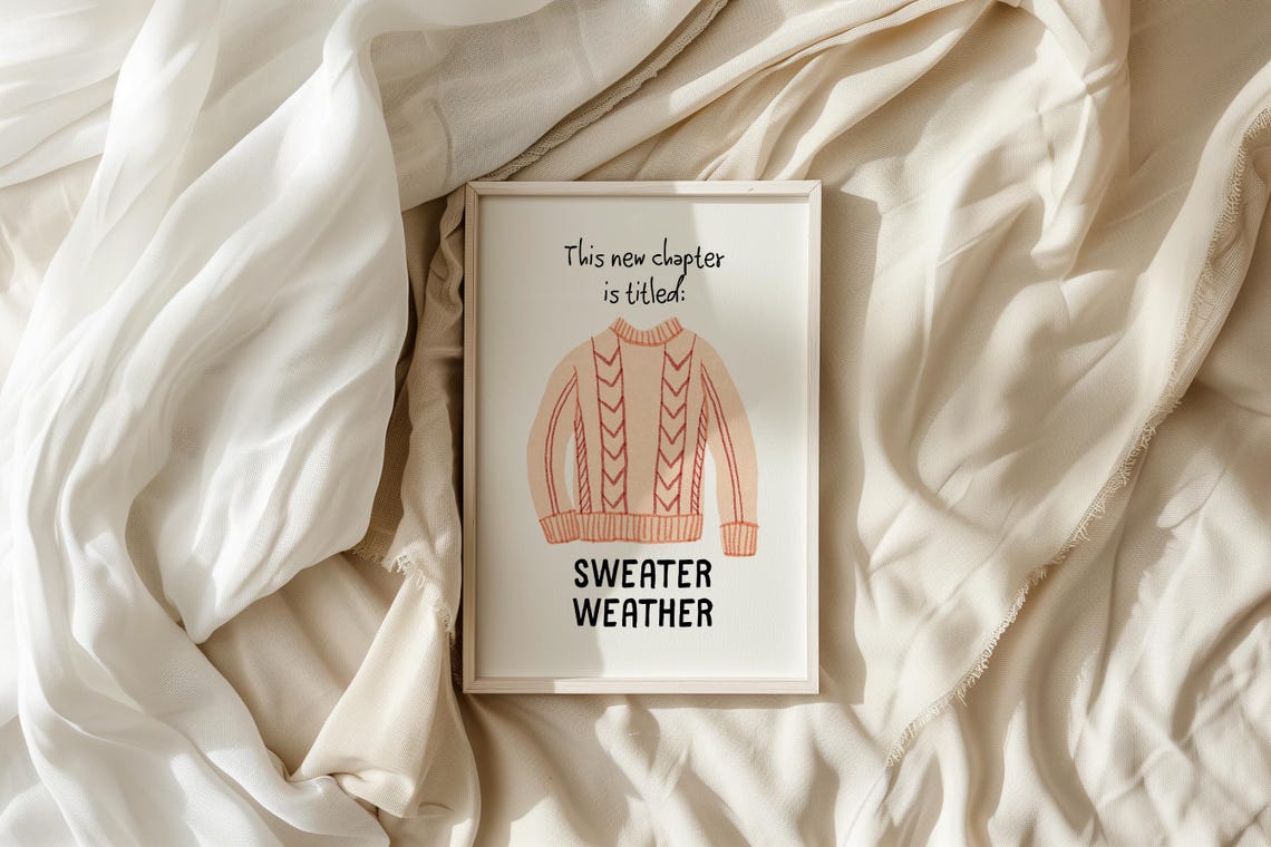 Sweater Weather This New Chapter Cozy Cable Knit Quote Poster - Image 5