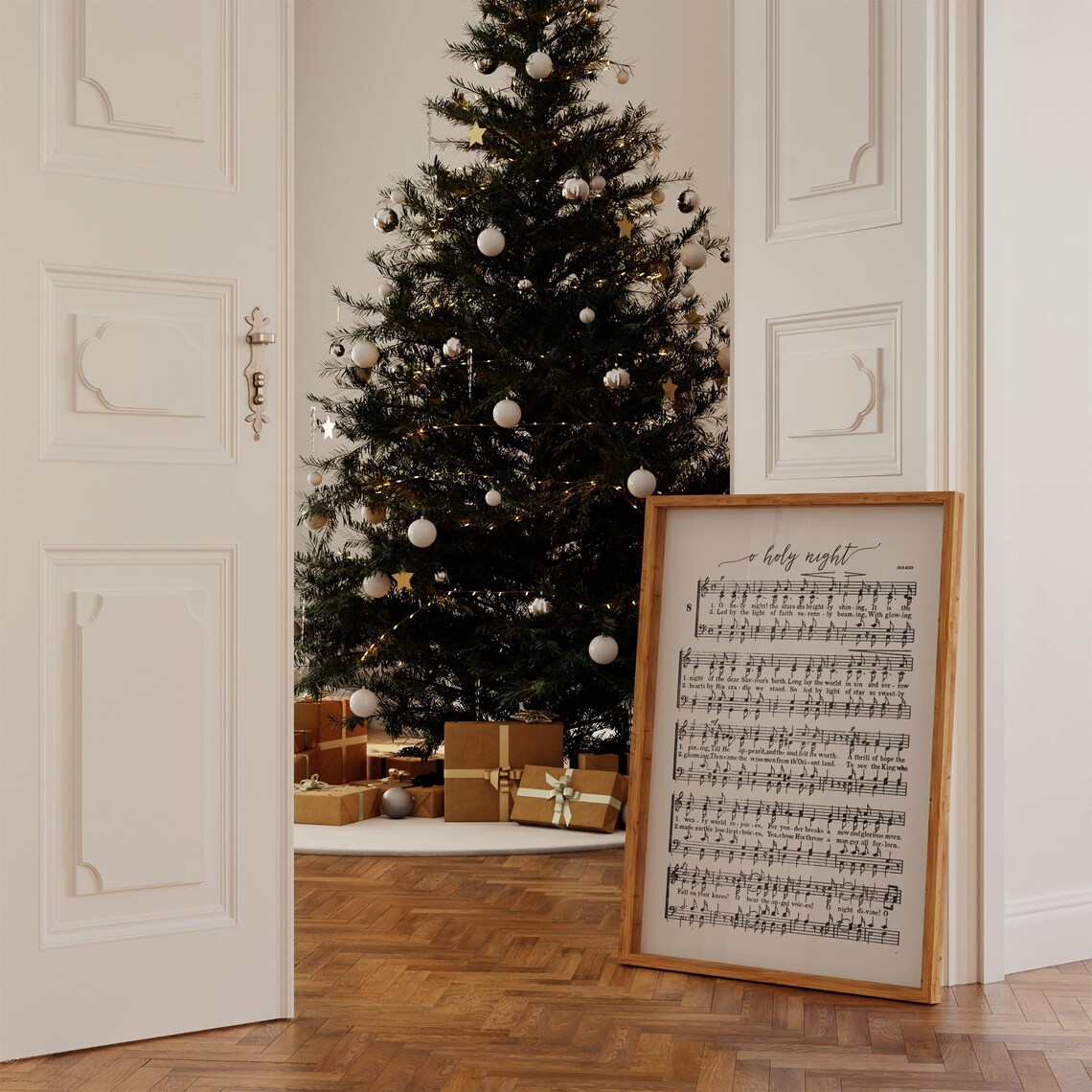 Elegant O Holy Night Vintage Christmas Carol Sheet Music Poster - Image 4