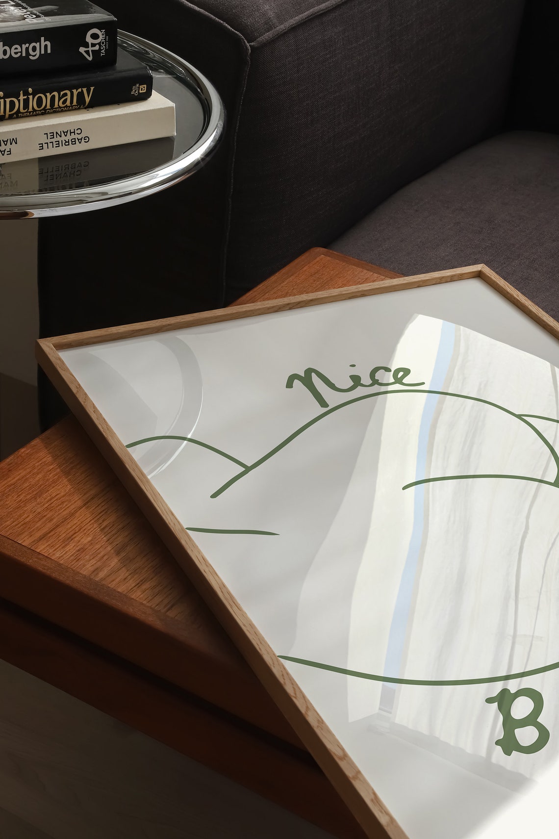 Nice Bum Minimalist Line Art Poster in Sage Green Body Positive Style - Image 4