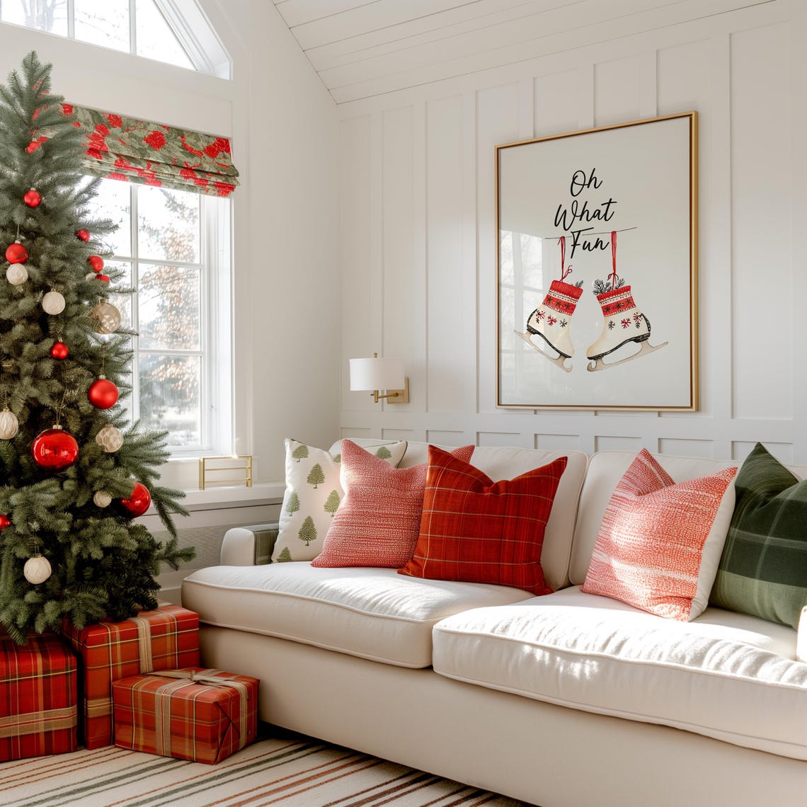 Oh What Fun Hanging Winter Ice Skates Festive Holiday Poster - Image 4