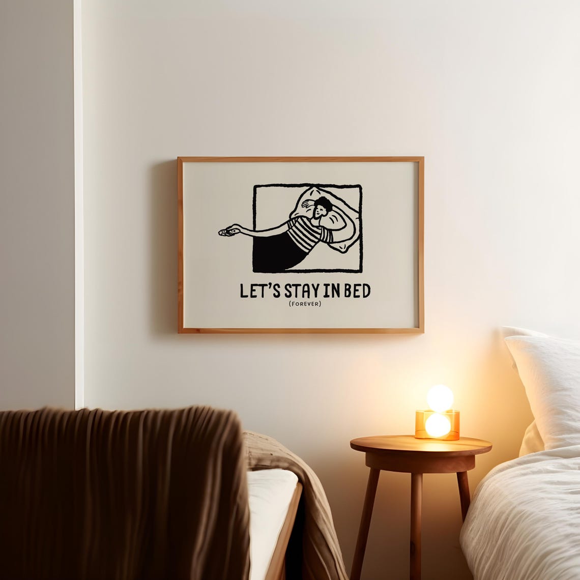 Lets Stay In Bed Forever Lazy Cozy Snuggly Night In Quote Poster - Image 2