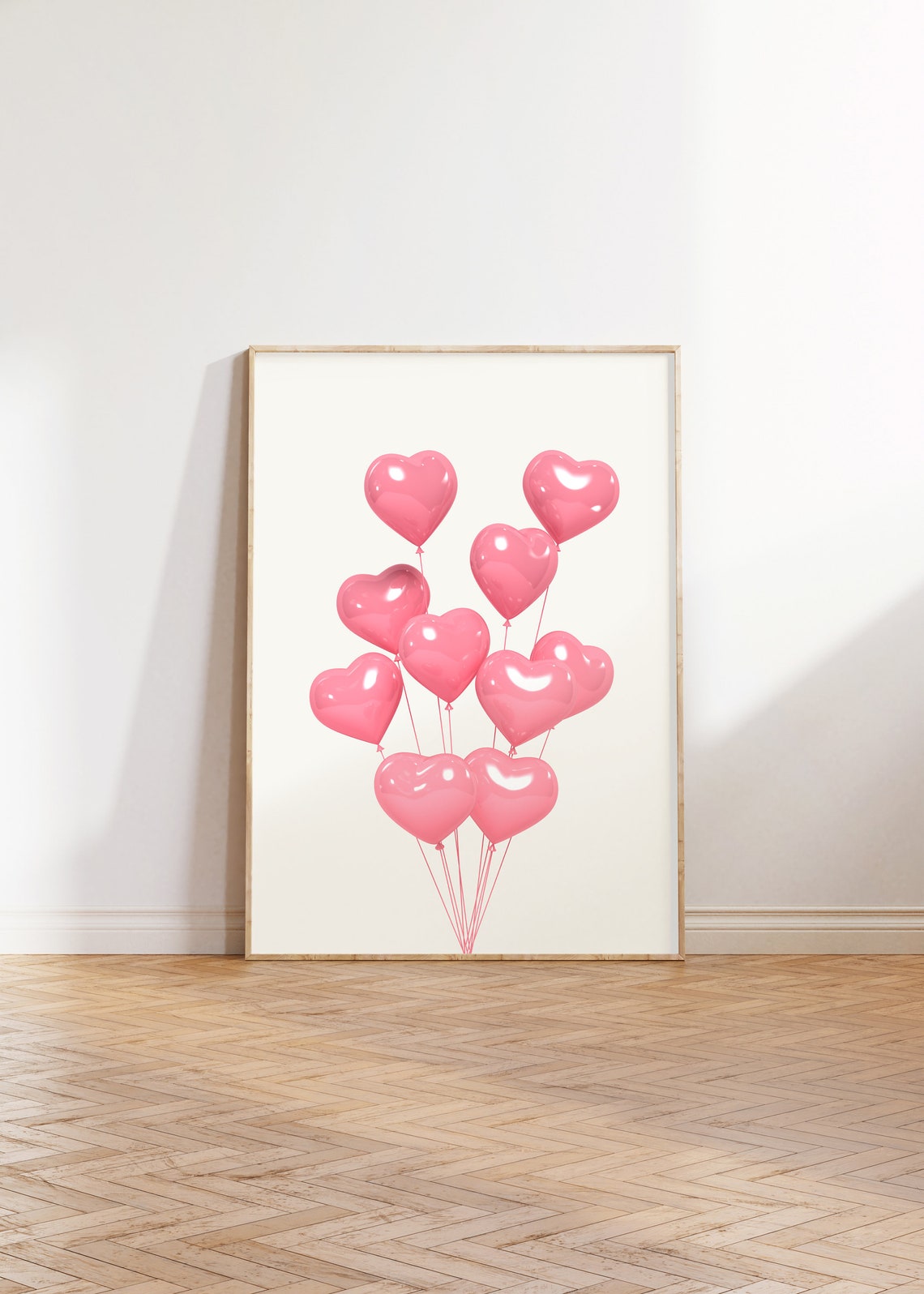 Pink Heart Balloons Bunch Minimal Girly Valentine Love Poster - Image 3