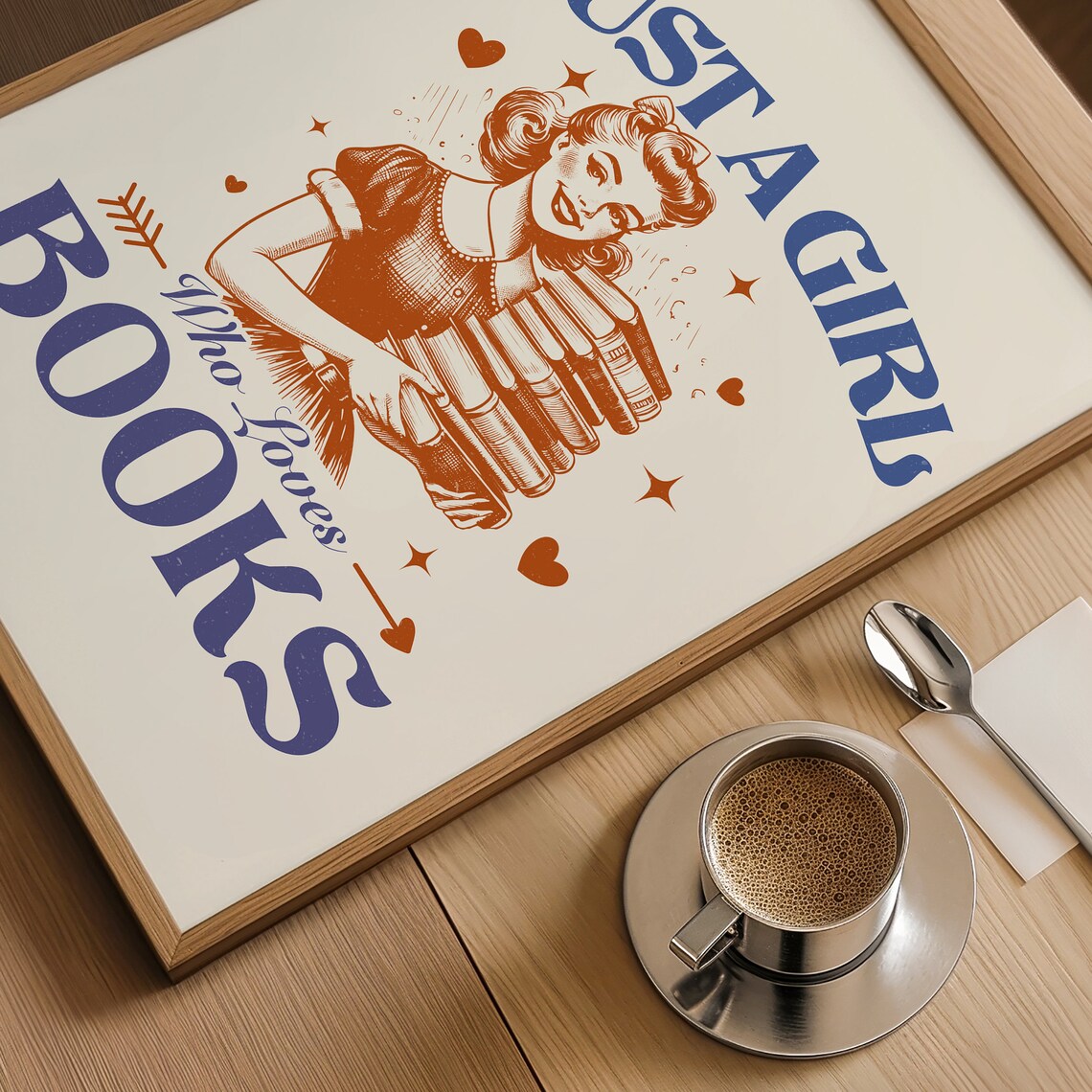 Just A Girl Who Loves Books Vintage Retro Bookish Reader Poster - Image 3