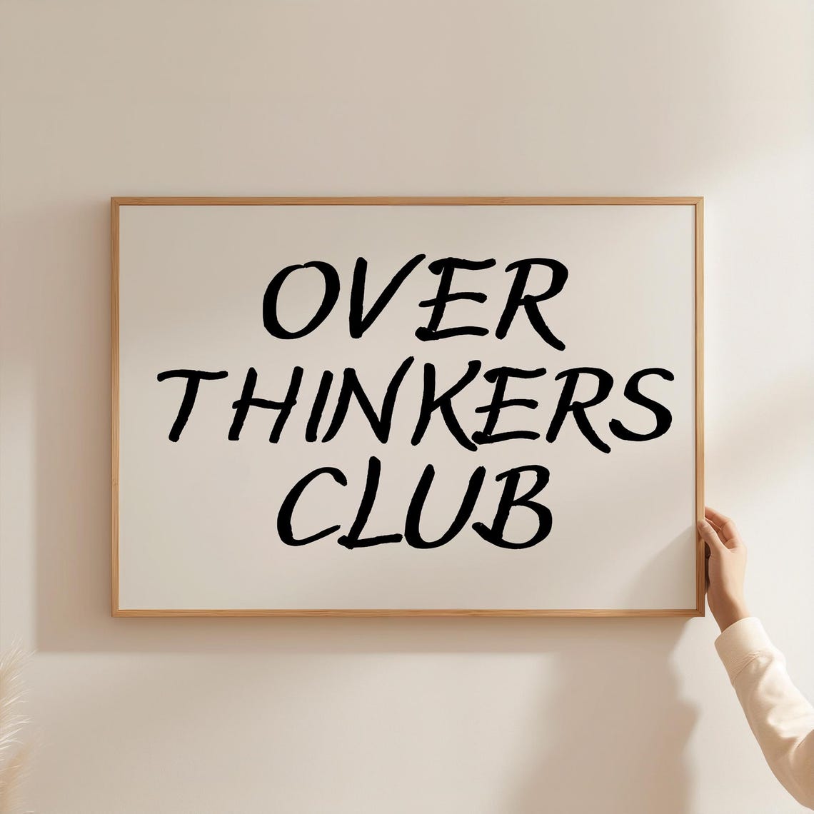 Over Thinkers Club Hand Lettered Brush Script Minimalist Quote Poster