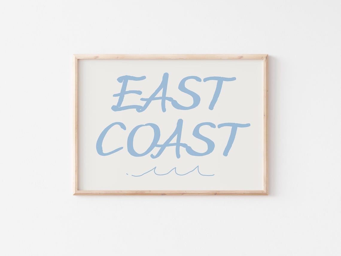 East Coast Light Blue Script With Wave Beach Quote Decor Poster - Image 5