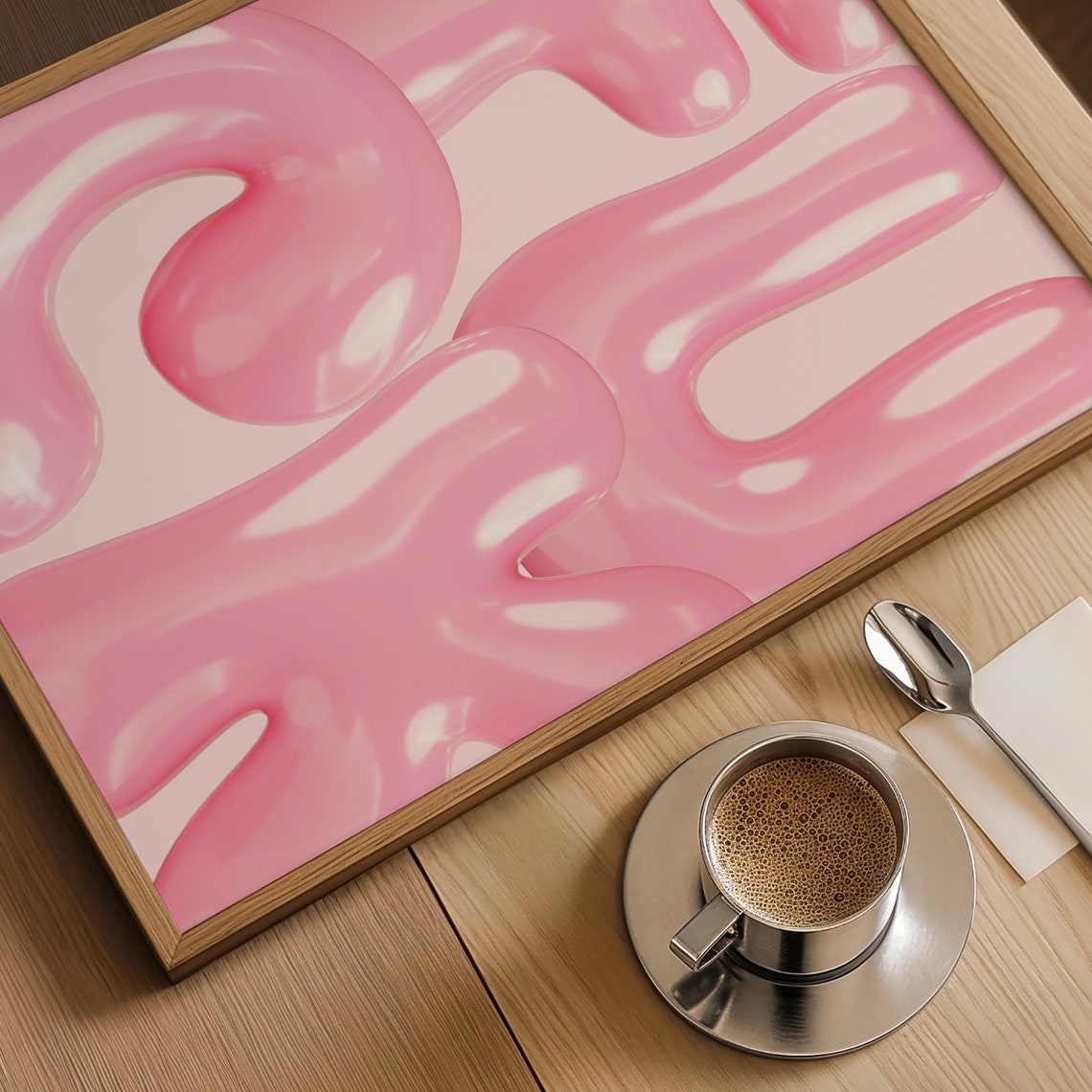 Pink 3D Bubble Letters Y2K Maximalist Dopamine Decor Art Poster - Image 3