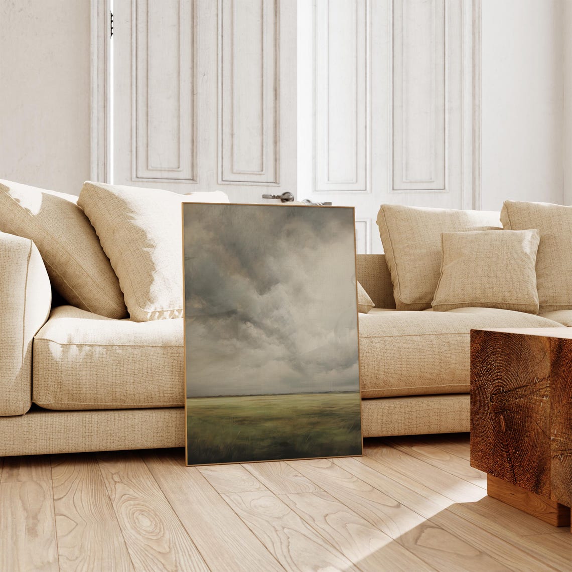 Storm Clouds Rolling Over Quiet Green Meadow Landscape Print - Image 5