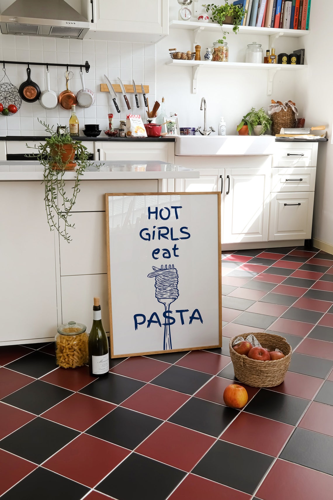 Hot Girls Eat Pasta Fork Twirling Spaghetti Funny Kitchen Poster - Image 4