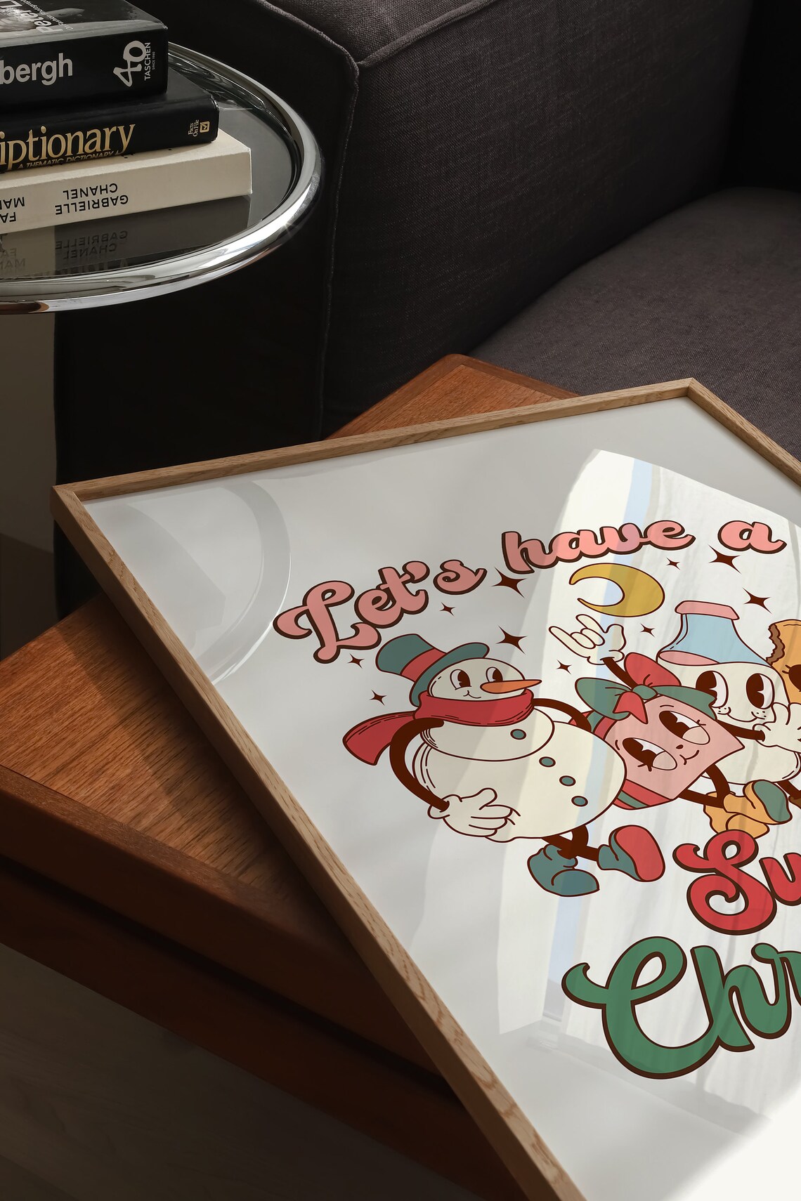 Let's Have a Sweet Christmas Retro Cartoon Friends Moon Poster - Image 5