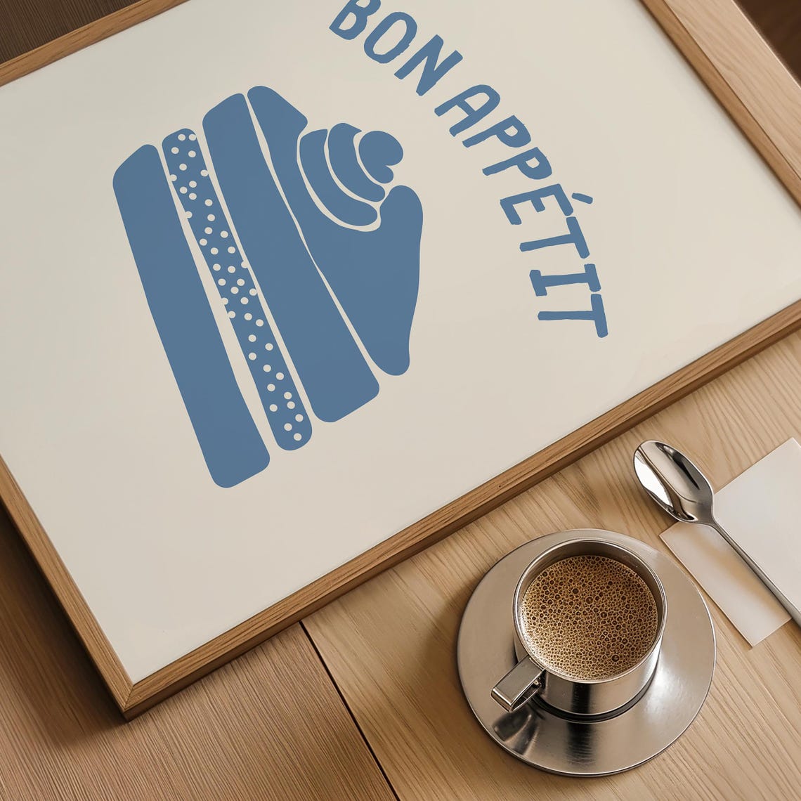 Bon Appetit Blue Cake Slice Retro Kitchen Food Dessert Poster - Image 5