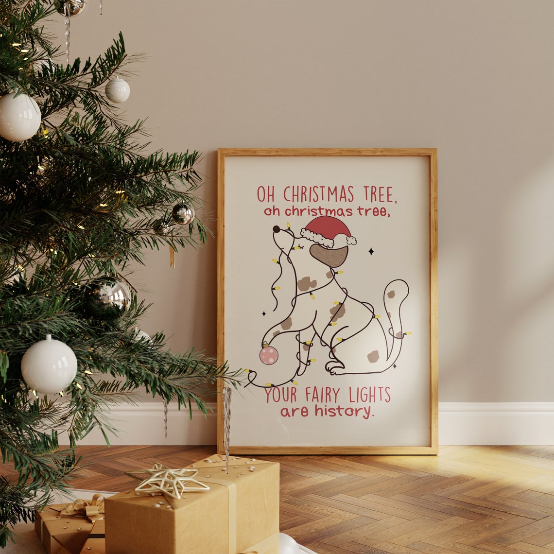 Oh Christmas Tree Your Fairy Lights Are History Dog Holiday Poster - Image 4