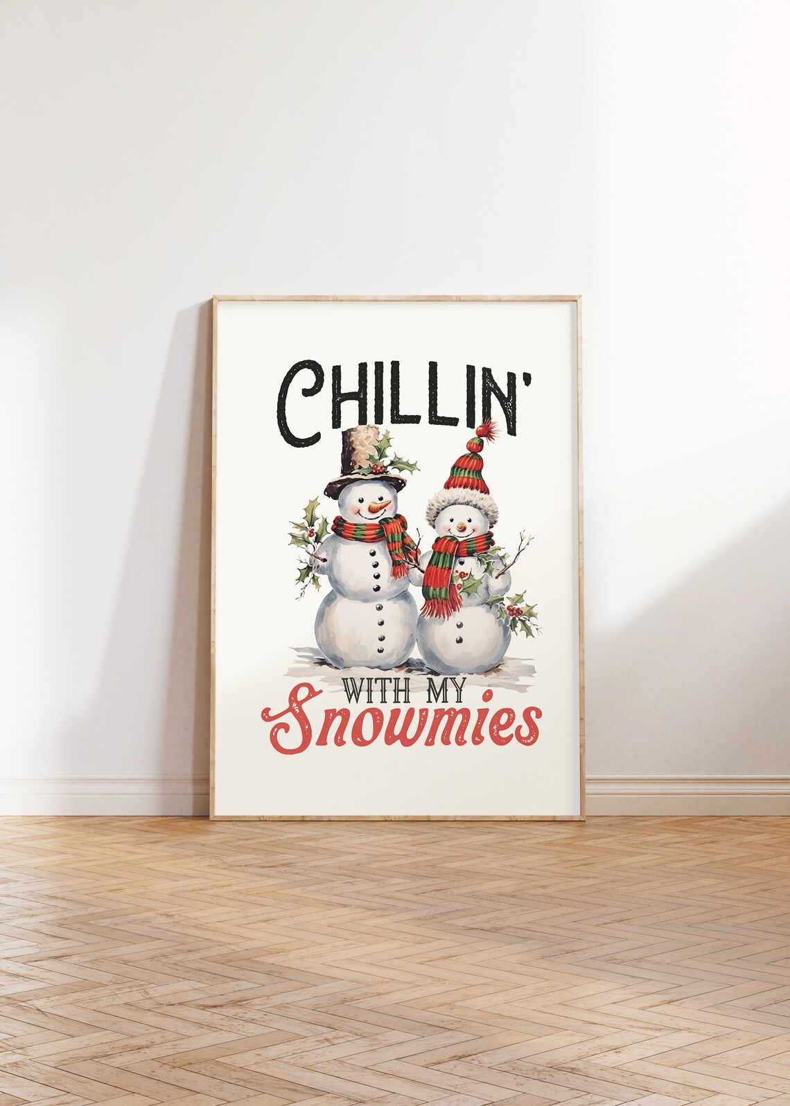 Chillin With My Snowmies Two Vintage Snowmen Friends Holiday Poster - Image 3