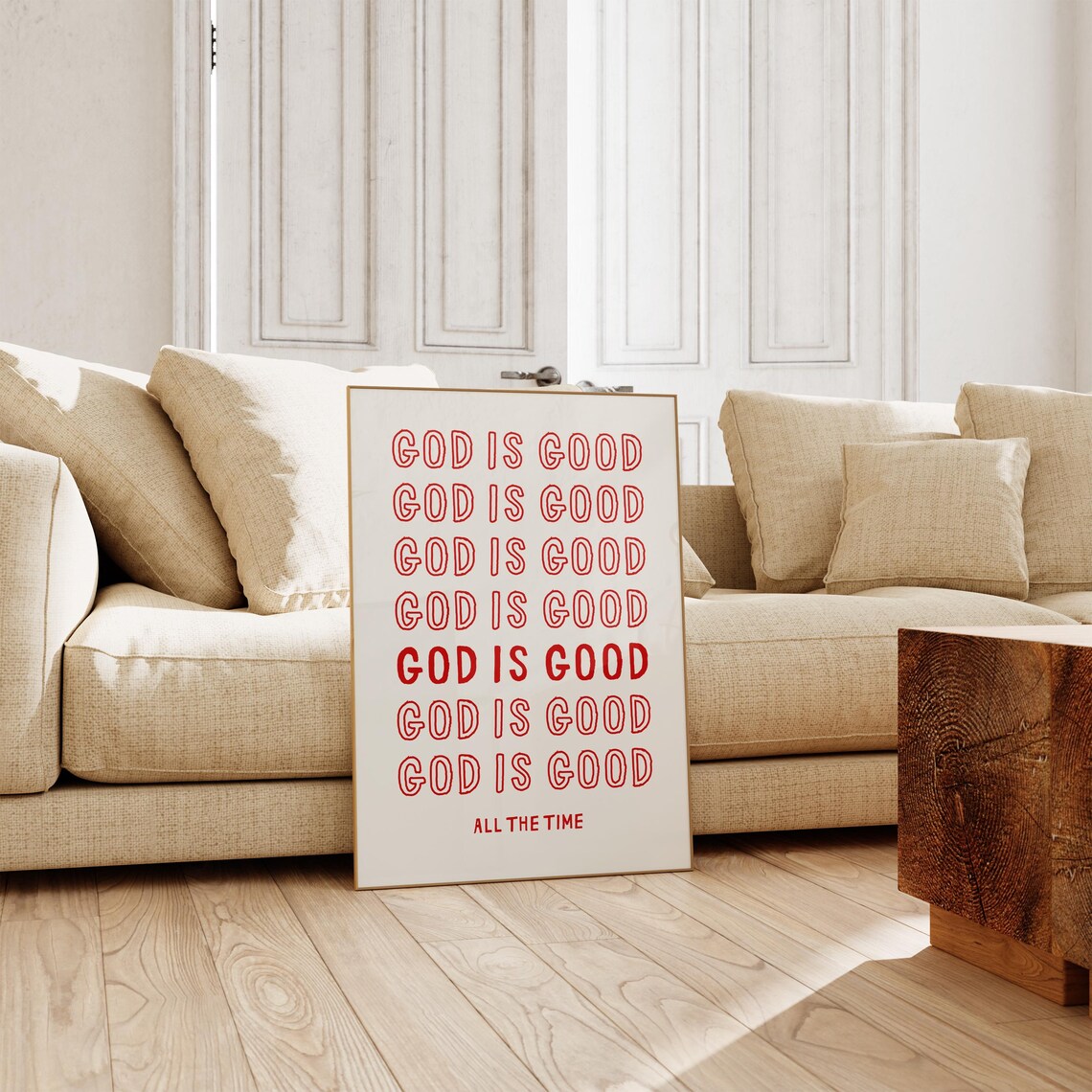 God Is Good All the Time Red Repeated Faith Christian Poster - Image 2