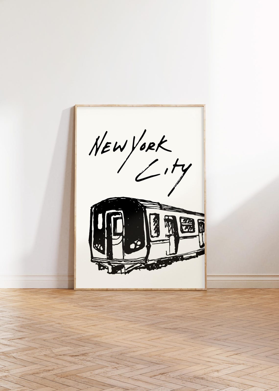 New York City Subway Train Hand Drawn Line Art Sketch Poster - Image 4