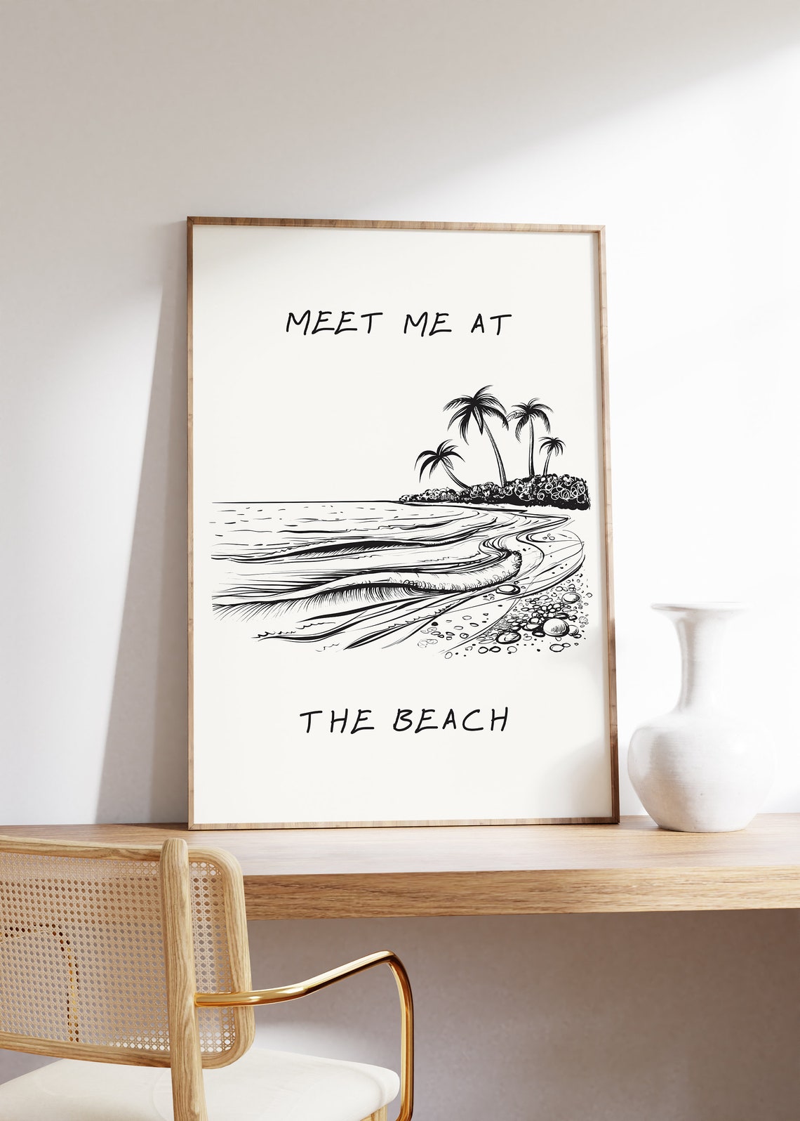 Meet Me at the Beach Island Shoreline Waves Tropical Coastal Poster - Image 4