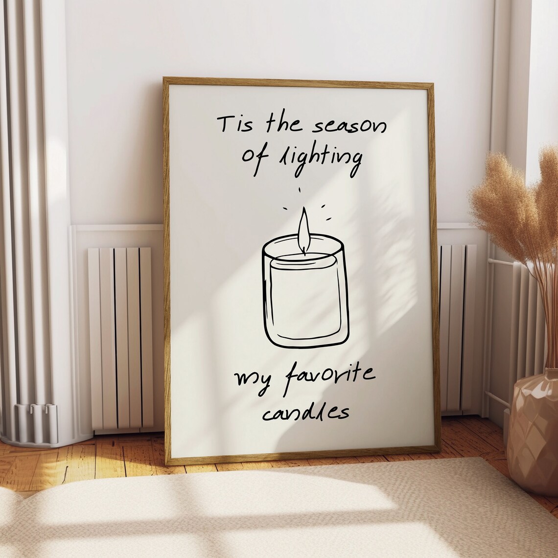 Tis the Season of Lighting My Favorite Candles Line Art Poster - Image 3