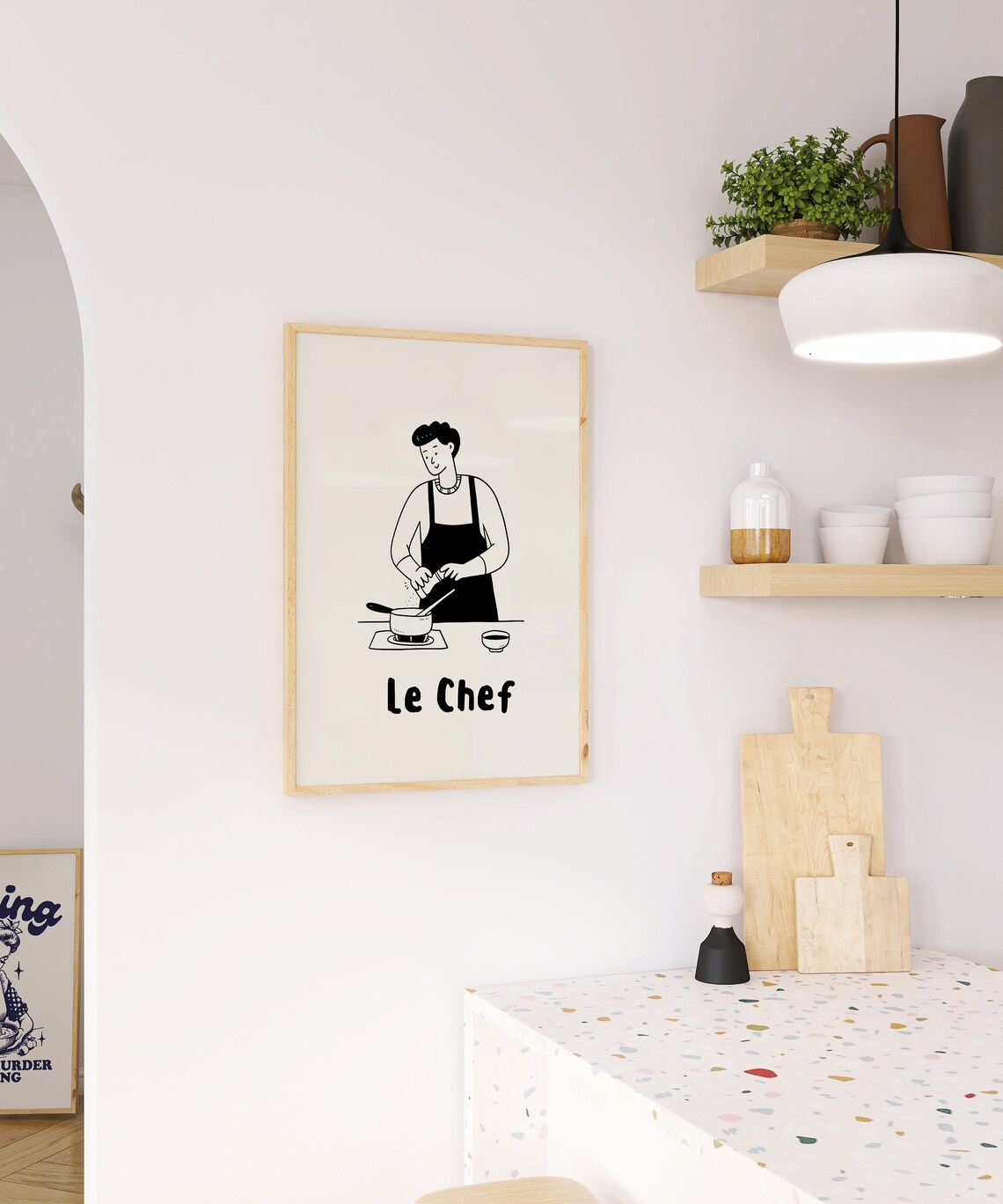 Le Chef Print Aesthetic Kitchen Decor French Kitchen Decor Cute Cooking Art Funky Kitchen Prints Trendy Kitchen Minimalist Art - Image 2