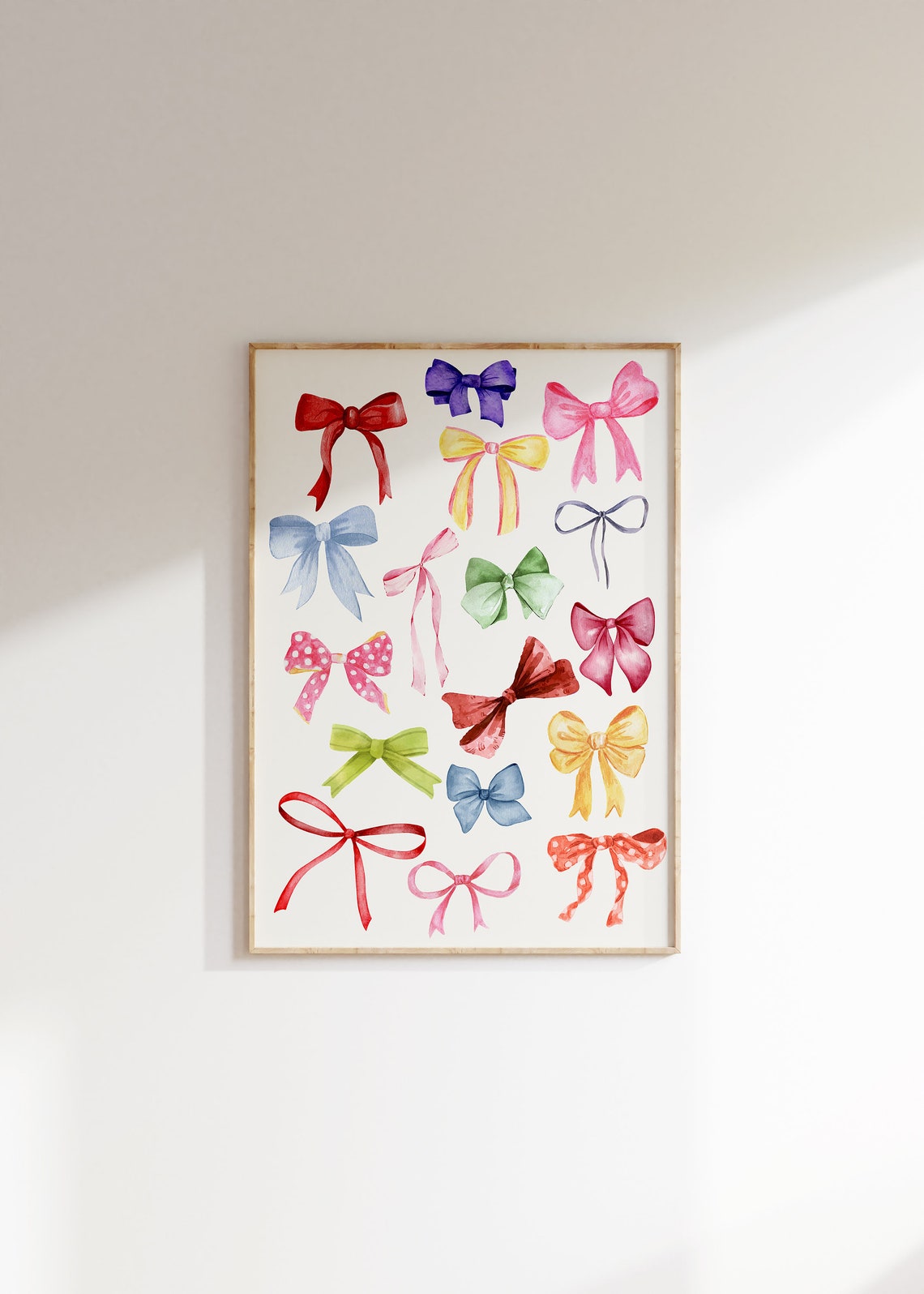 Colorful Watercolor Ribbon Bows Pattern Coquette Aesthetic Poster - Image 2
