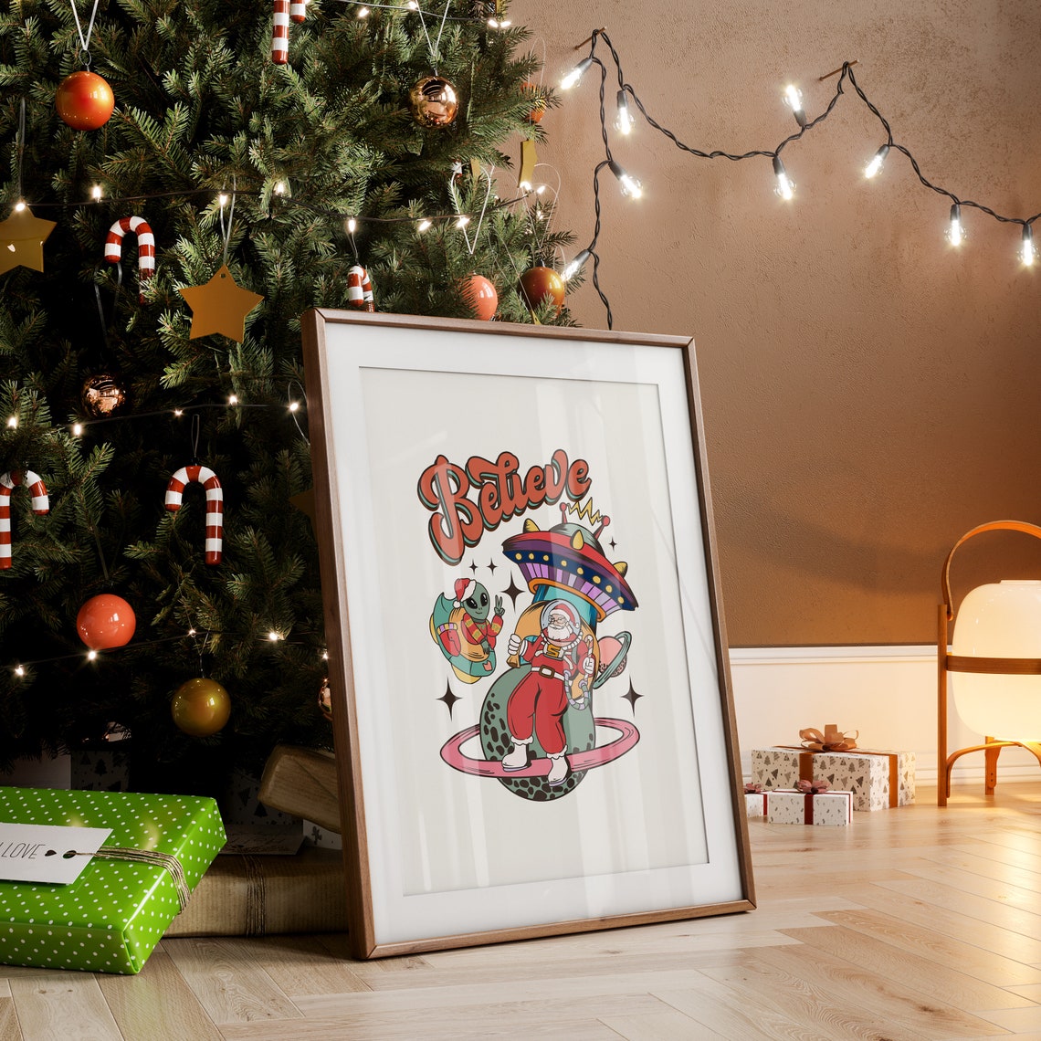 Believe In Santa Print Funny Santa Print Sarcastic Christmas Print Humorous Christmas Art Print Adult Humor Christmas Wall Art - Image 2