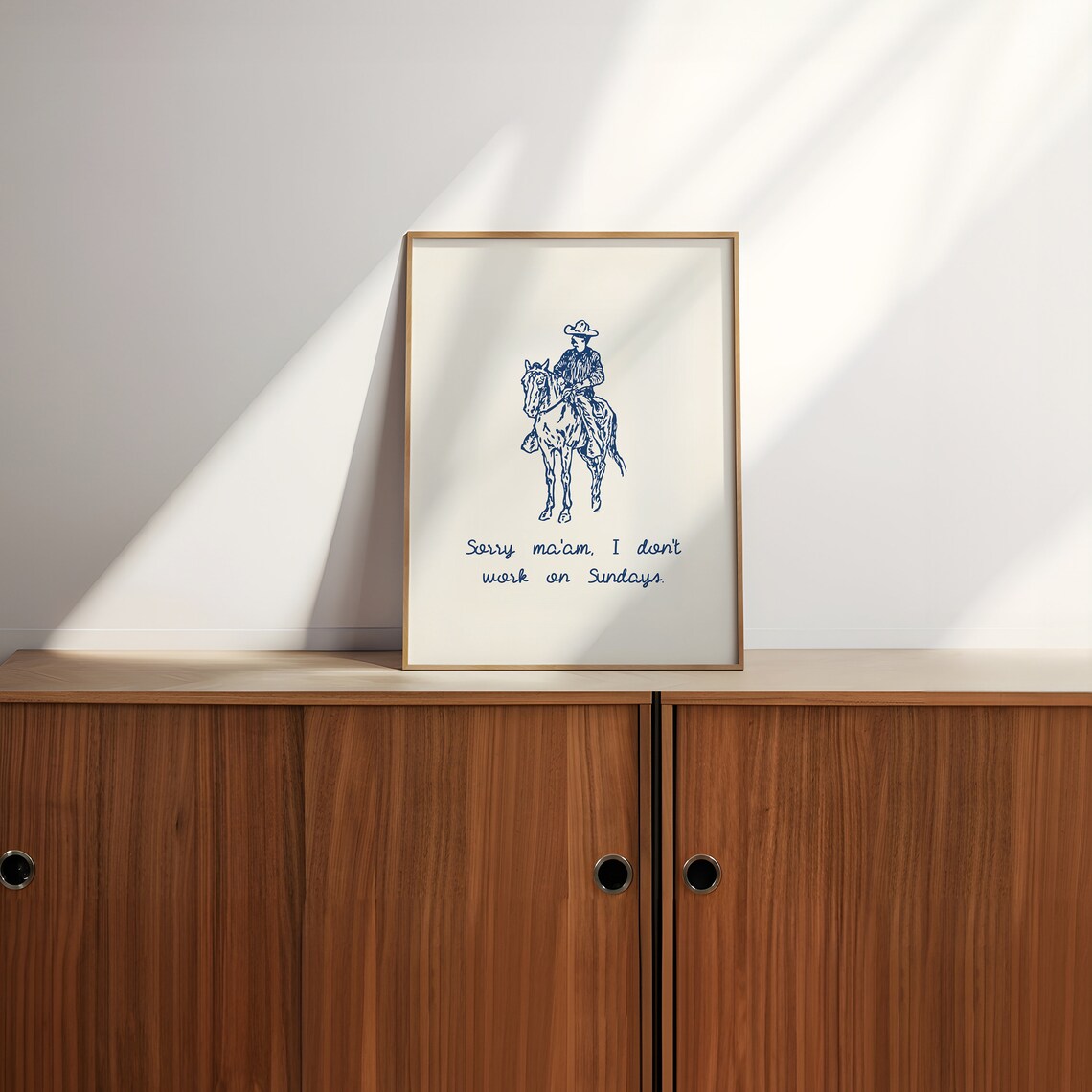 Sorry I Don't Work On Sundays Western Cowboy Art Print - Image 4