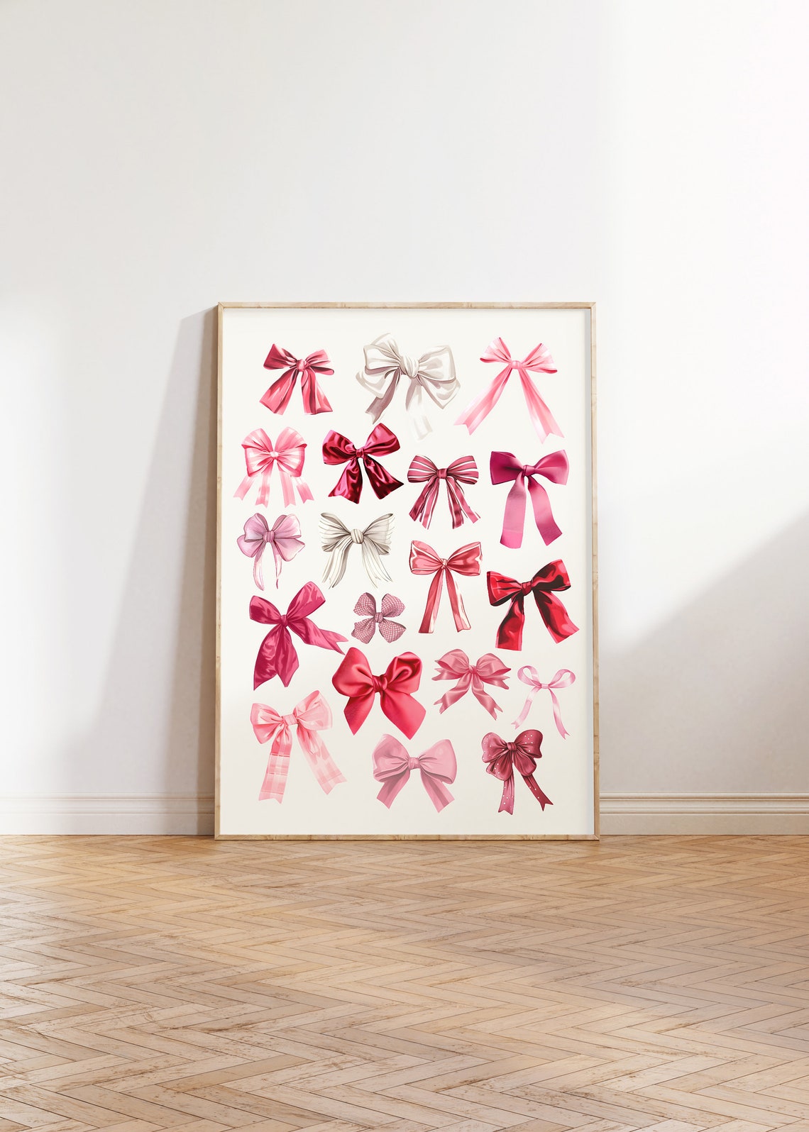 Pink and Red Satin Ribbon Bows Grid Balletcore Coquette Poster - Image 5