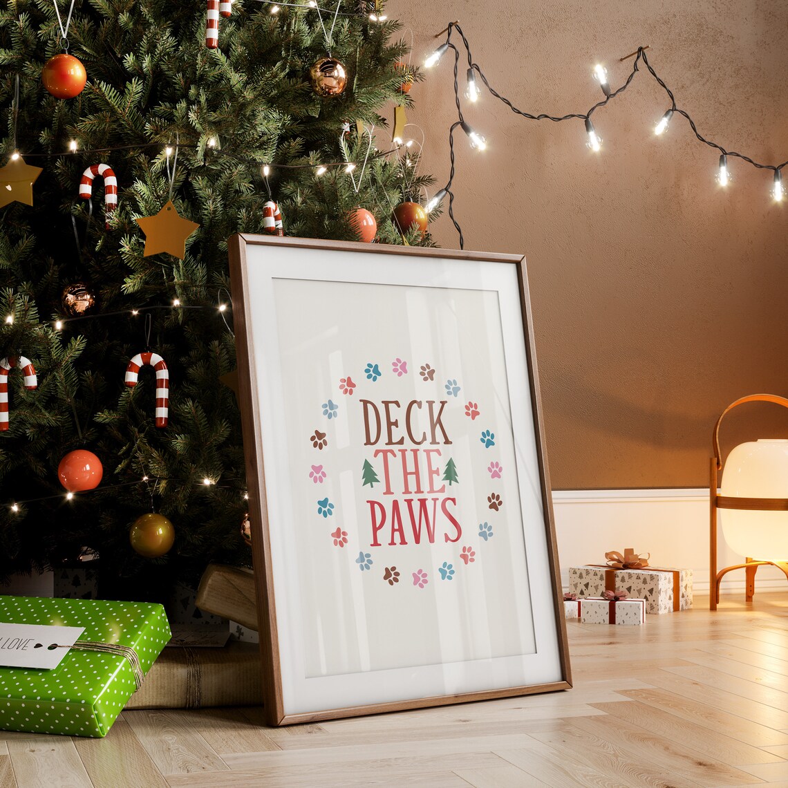 Deck The Paws Christmas Dog Quotes Art Print - Image 3