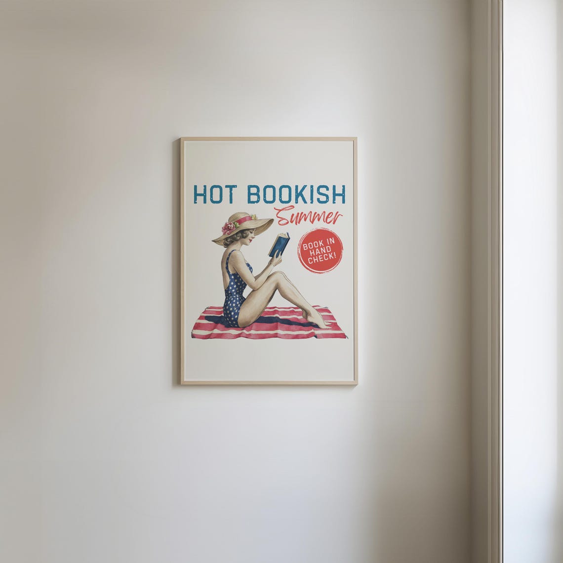 Hot Bookish Summer Retro Pinup Beach Reading Swimsuit Poster - Image 5